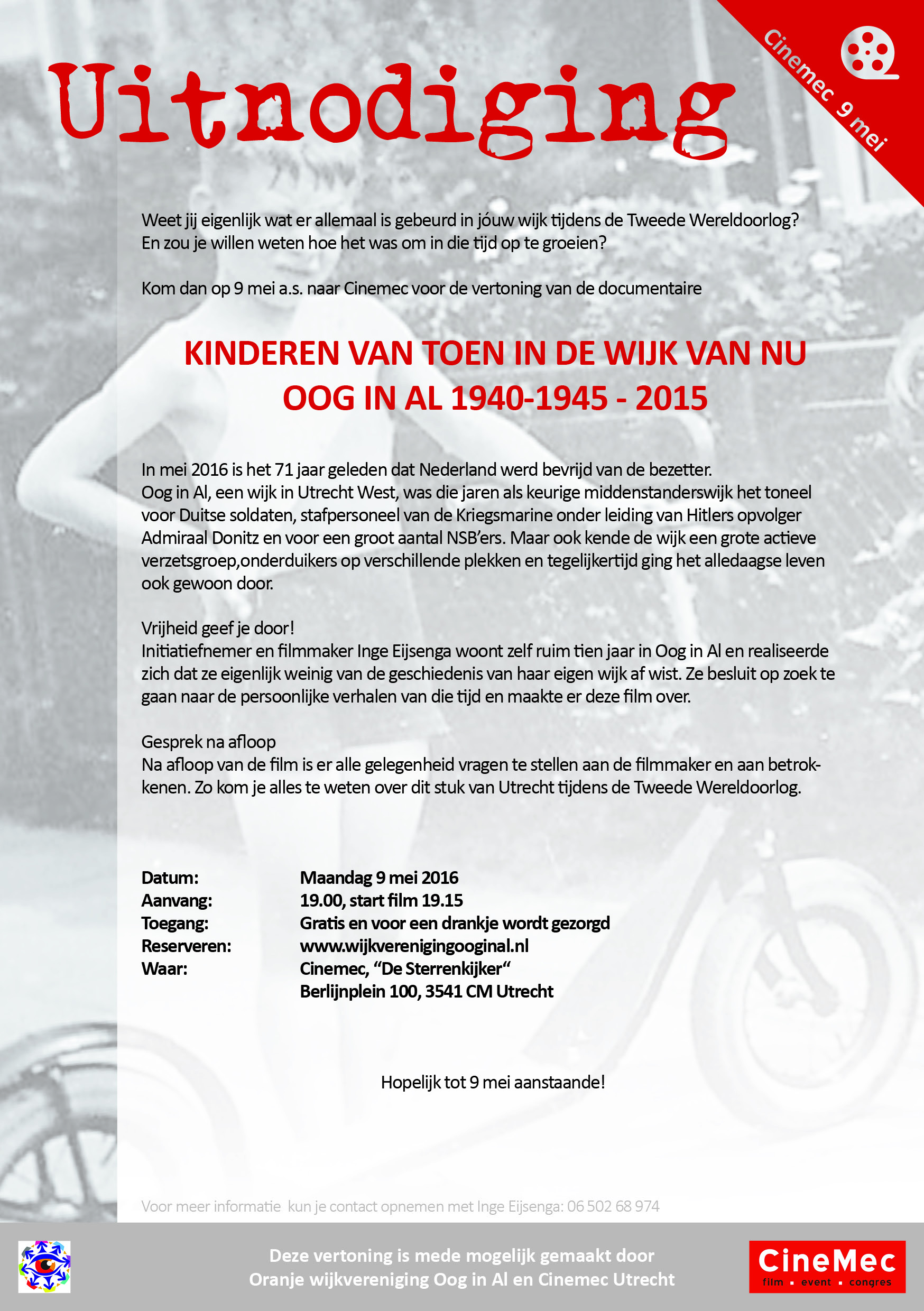 INSCHRIJVING GESLOTEN: Filmvertoning 'Kinderen van toen in de wijk van nu'